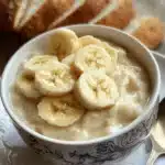 Delicious creamy banana pudding dessert in a glass bowl