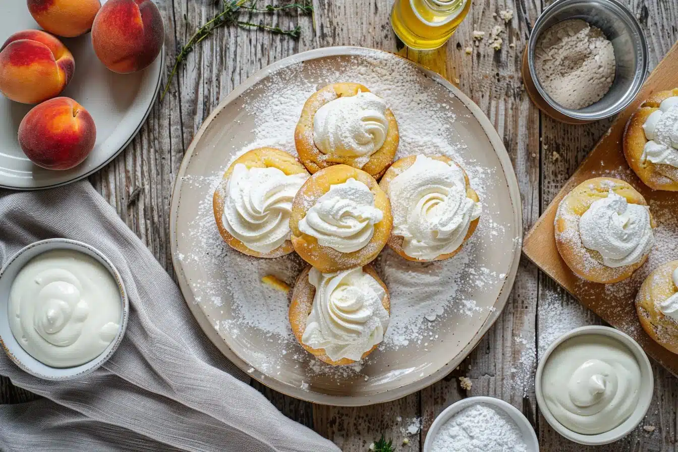Classic Peach Cobbler Cheesecake Donuts