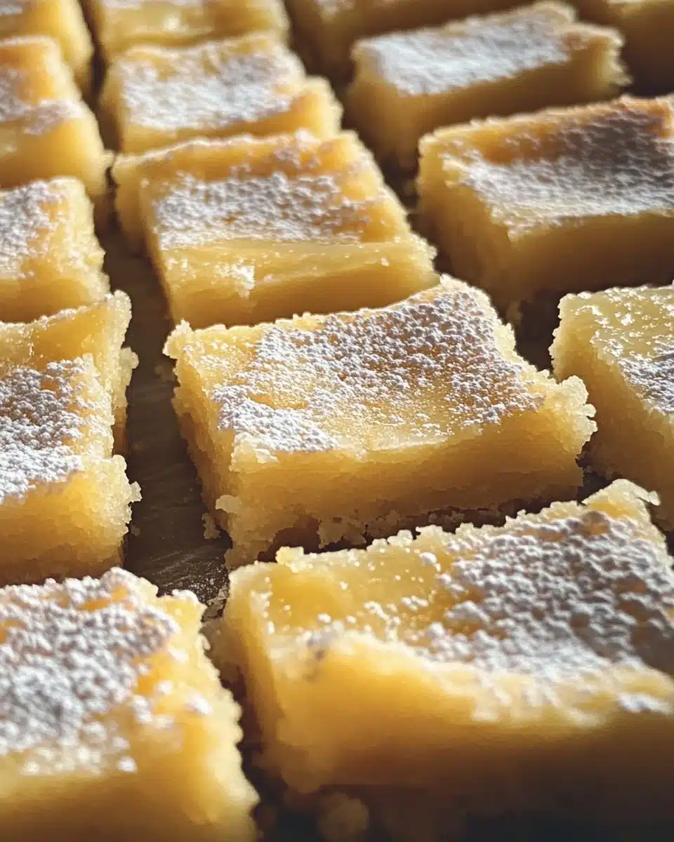 Freshly baked lemon bars with a vibrant lemon glaze.