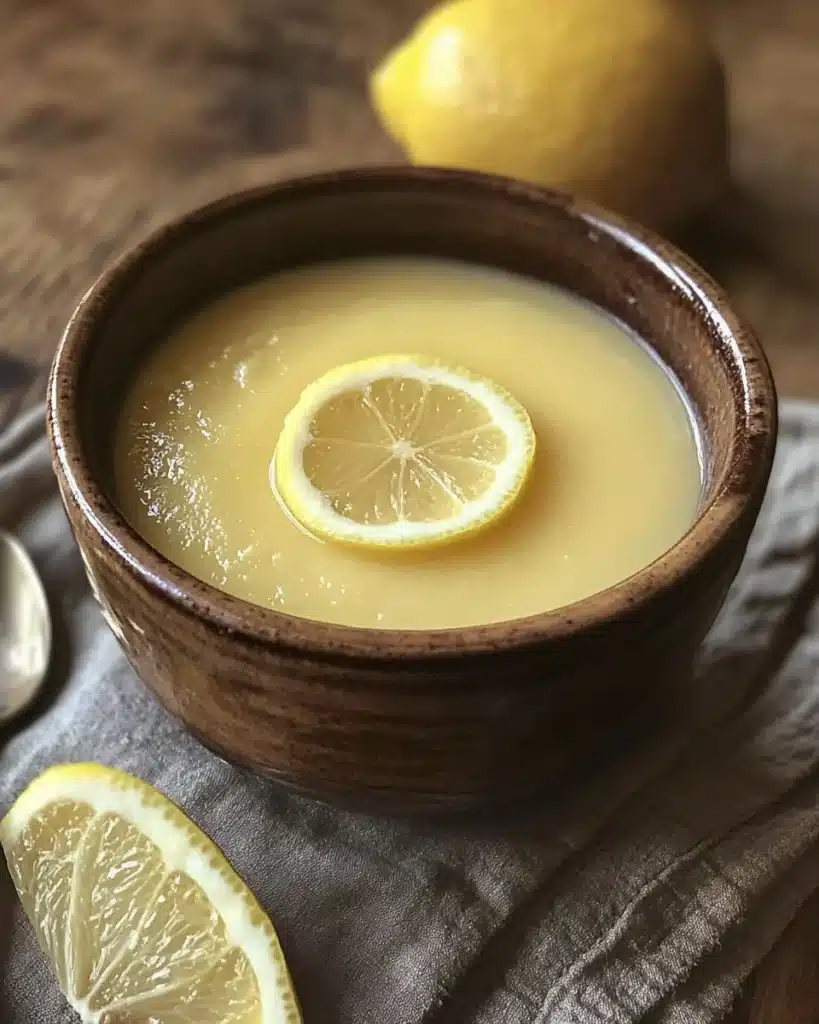 Creamy lemon posset dessert with fresh lemons and mint garnish.