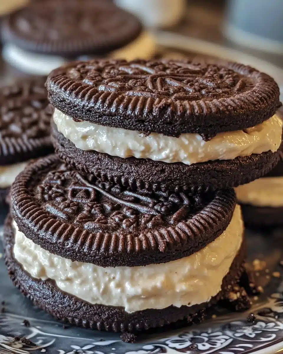 Creamy Oreo no-bake treat made with Oreo cookies and a smooth filling