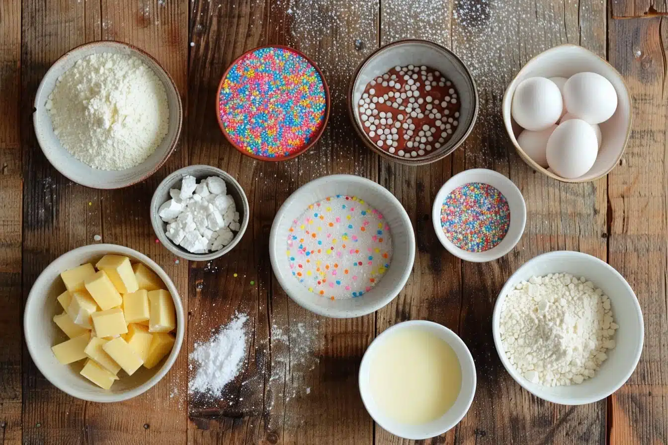 Vanilla Cake with Sprinkles and White Chocolate Ganache