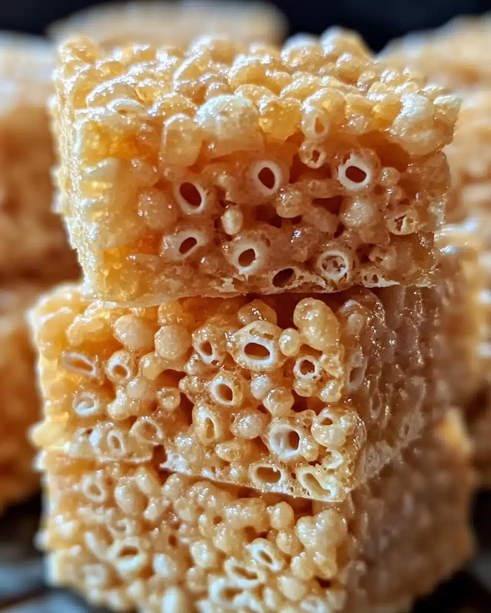 Browned butter melting with Rice Krispie treats in a mixing bowl.