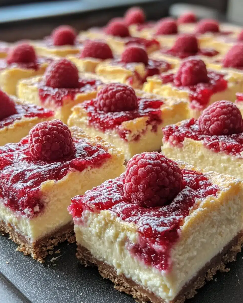 Zesty berry cheesecake squares with a lemon twist on a dessert platter